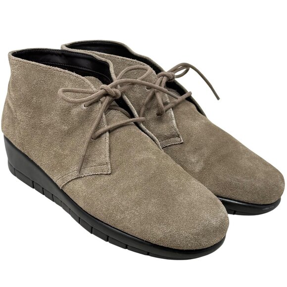 Aerosoles Landlock Taupe Suede Memory Foam 8M Suede Leather Womens Ankle Boot 8M - Picture 1 of 11